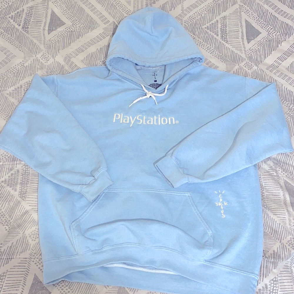 Travis Scott Cactus Jack x Playstation Motherboard Hoodie Baby Blue Medium FW20
